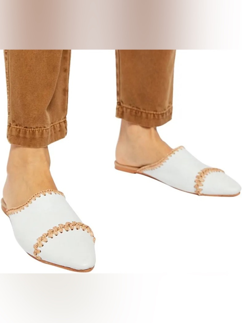 Free People San Marino pointed-toe slip-on mules Ivory Size 38